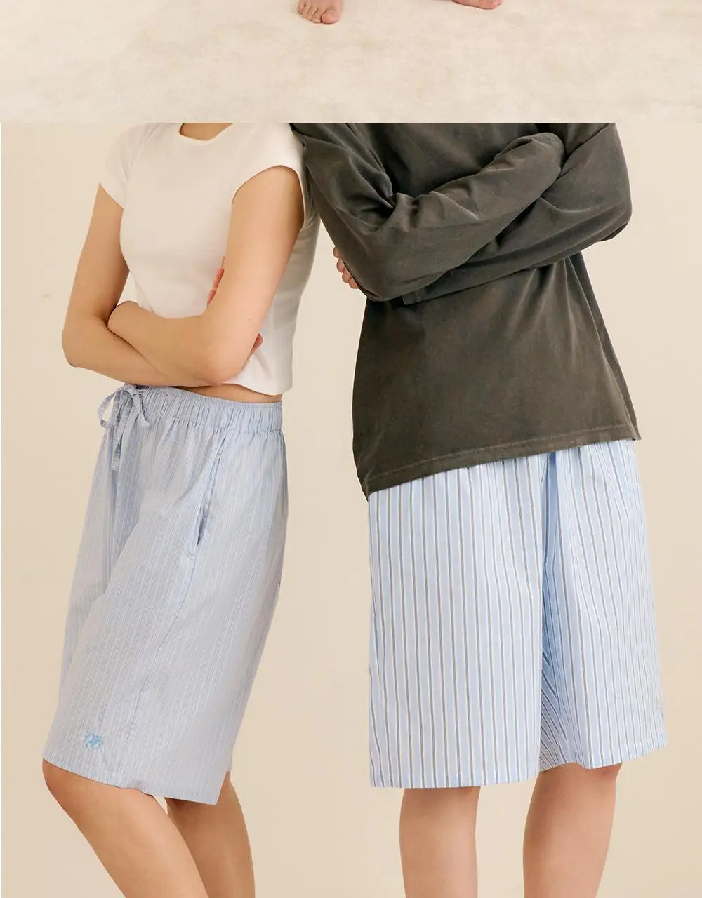 [류혜영 PICK] 마른파이브 코튼 스트라이프 버뮤다 파자마 팬츠 3colors (F/L, XL) 상세페이지 5